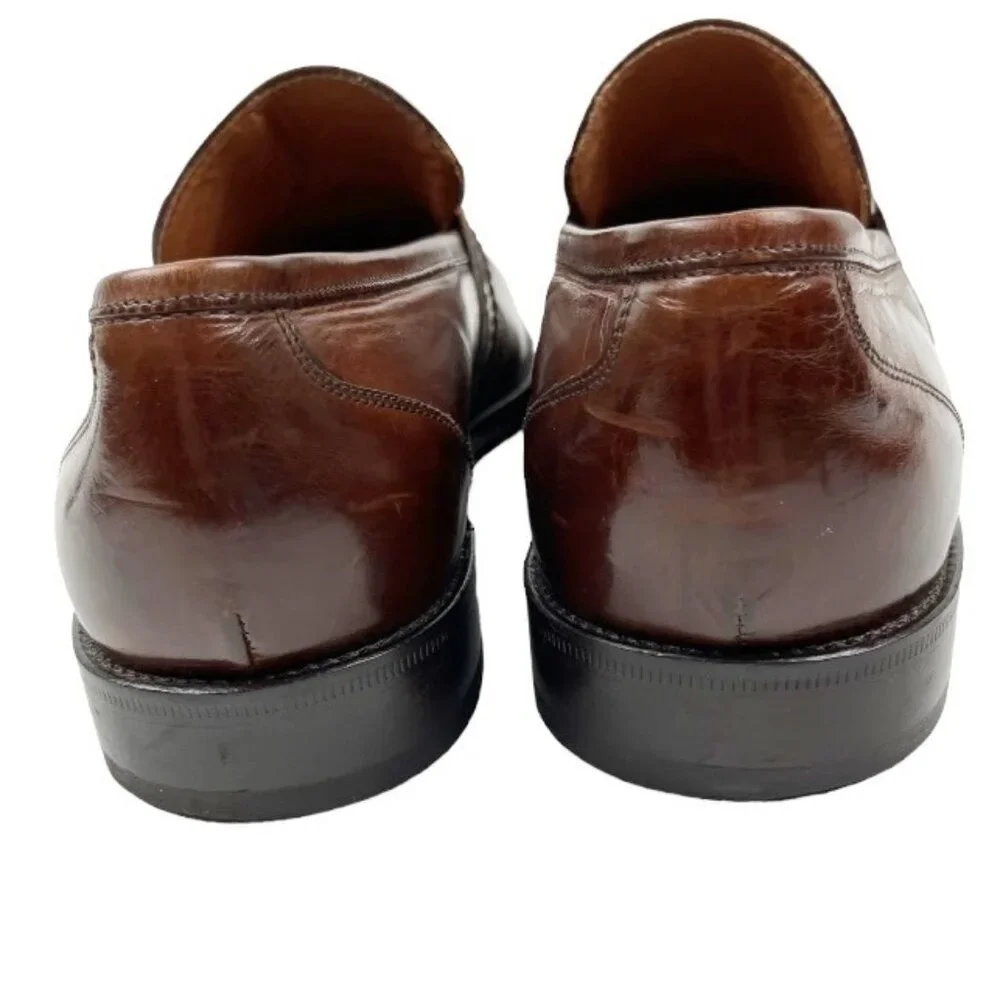 Bostonian Brown Leather Upper Dress Shoe Slip On Tassels Made in Italy Size 12